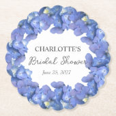 Blue Hydrangea Blooms Personalized Bridal Shower Untersetzer (Vorderseite)