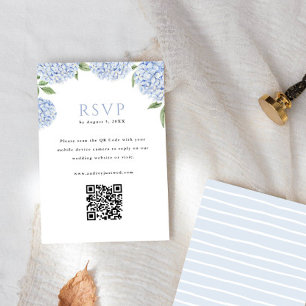 Blue Hydrangea Blooms QR Code Antwort Vertikal