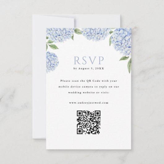 Blue Hydrangea Blooms QR Code Antwort Vertikal (Vorderseite)
