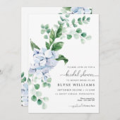 Blue Hydrangea Bloral Bridal Dusche Einladung (Vorne/Hinten)