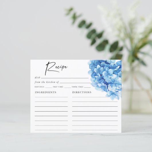 Blue Hydrangea Bloral Bridal Dusche Rezept (Stehend Vorderseite)