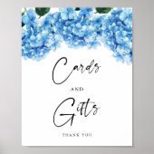Blue Hydrangea Bloral Bridal Duschkarten Geschenke Poster (Vorne)