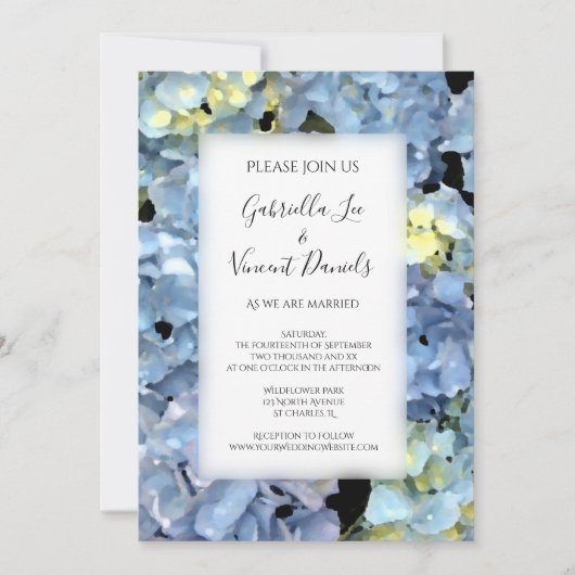 Blue Hydrangea Blossom Garden Wedding Einladung (Vorderseite)