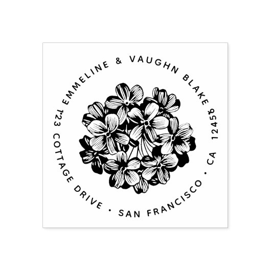 Blue Hydrangea Blossom Rücksendeadresse Botanical Gummistempel (Prägung)