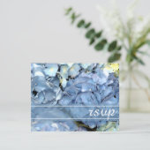 Blue Hydrangea Blossom Wedding RSVP Response Card Karte (Stehend Vorderseite)