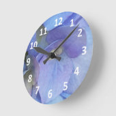Blue Hydrangea Blossom Zahlen Wall Clock Runde Wanduhr (Winkel)