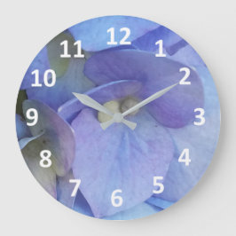 Blue Hydrangea Blossom Zahlen Wall Clock Runde Wanduhr
