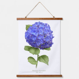 Blue Hydrangea "Blue Heaven" Botanische Blumenkuns Wandteppich Mit Holzrahmen