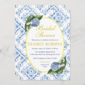 Blue Hydrangea Blue Tile Bridal Dusche Einladung (Vorne/Hinten)