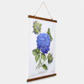 Blue Hydrangea "Blue Wave" Botanische Blumenkunst Wandteppich Mit Holzrahmen (Gewinkelt)