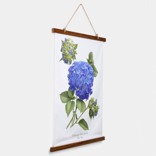 Blue Hydrangea "Blue Wave" Botanische Blumenkunst Wandteppich Mit Holzrahmen (Gewinkelt)
