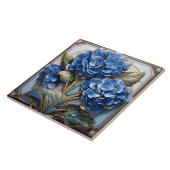 Blue Hydrangea Blume 3D-Effekt Fliese (Seite)