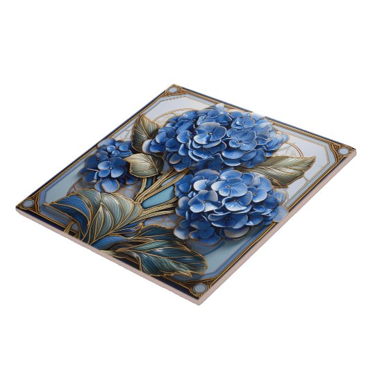 Blue Hydrangea Blume 3D-Effekt Fliese (Seite)
