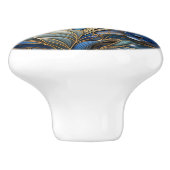 Blue Hydrangea Blume 3D-Effekt Keramikknauf (Seitenansicht)