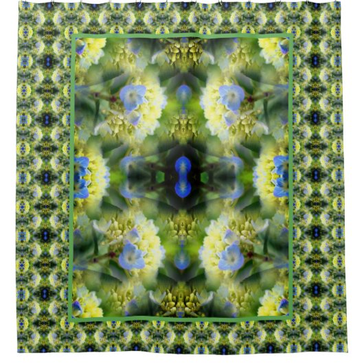 Blue Hydrangea Blume Abstrakt Duschvorhang (Vorderseite)