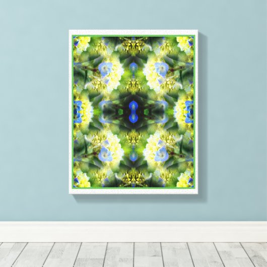 Blue Hydrangea Blume Abstrakt Leinwanddruck (Insitu (Holzboden))