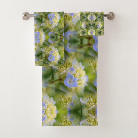 Blue Hydrangea Blume Abstrakt Natur Badhandtuch Set (Insitu)