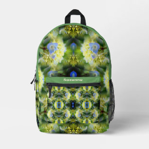 Blue Hydrangea Blume Abstrakt Personalisiert Bedruckter Rucksack