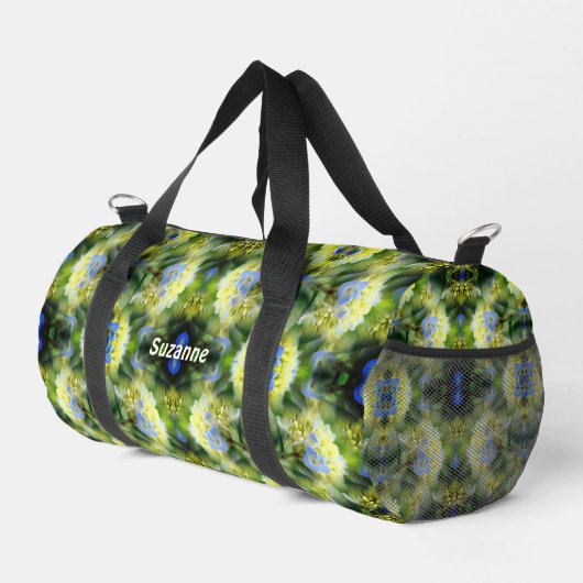 Blue Hydrangea Blume Abstrakt Personalisiert Duffle Bag (Rechte Ecke)