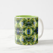 Blue Hydrangea Blume Abstrakt Personalisiert Zweifarbige Tasse (VorderseiteRechts)
