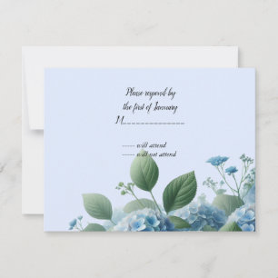 Blue Hydrangea-Blume-Antwortkarte RSVP Karte