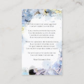 Blue Hydrangea Blume Aquarell Beerdigung Gebet Visitenkarte (Rückseite)