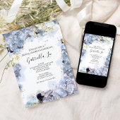 Blue Hydrangea Blume Aquarell Brautparty Einladung