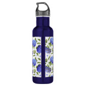 Blue Hydrangea Blume Art Edelstahlflasche (Rückseite)
