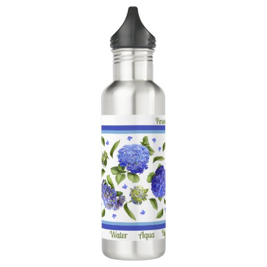 Blue Hydrangea Blume Art Personalisiert Edelstahlflasche (Links)