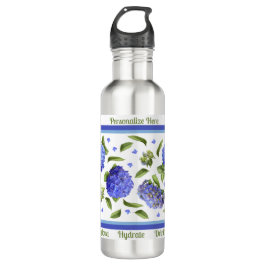 Blue Hydrangea Blume Art Personalisiert Edelstahlflasche