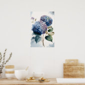 Blue Hydrangea Blume Art Print Poster (Küche)