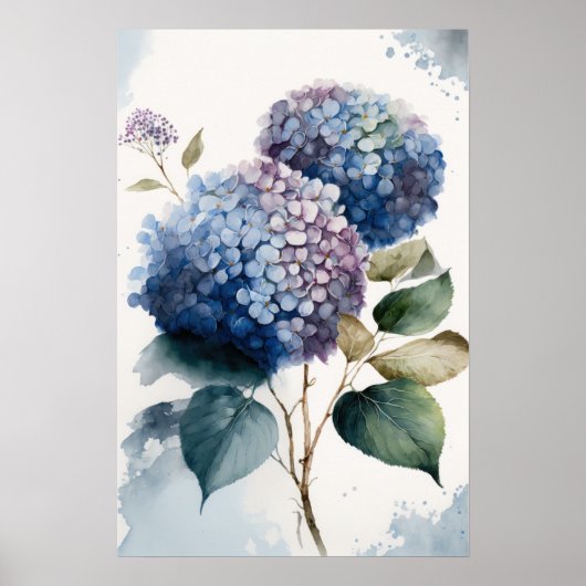 Blue Hydrangea Blume Art Print Poster (Vorne)