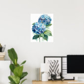 Blue Hydrangea Blume Art Print Poster (Heimbüro)