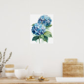 Blue Hydrangea Blume Art Print Poster (Küche)