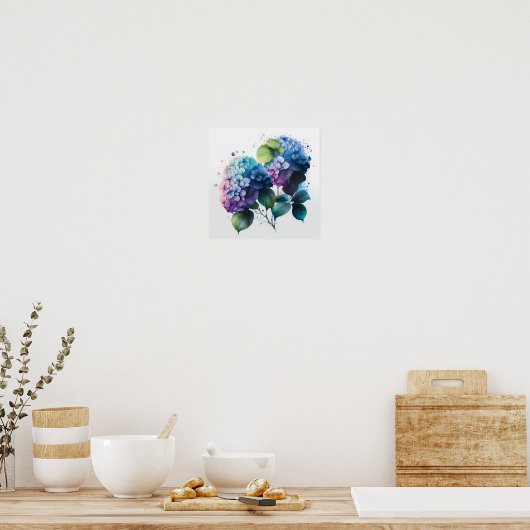Blue Hydrangea Blume Art Print Poster (Küche)
