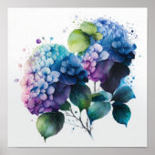 Blue Hydrangea Blume Art Print Poster (Vorne)