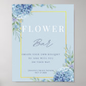 Blue Hydrangea Blume Bar Brautparty Poster (Vorne)
