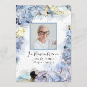 Blue Hydrangea Blume Beerdigung Service Programm (Vorderseite)