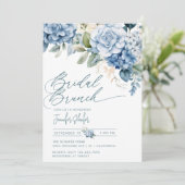 Blue Hydrangea | Blume Blätter Brautparty Einladung (Stehend Vorderseite)