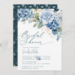 Blue Hydrangea | Blume Blätter Brautparty Einladung