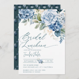 Blue Hydrangea | Blume Blätter Brautparty Einladung