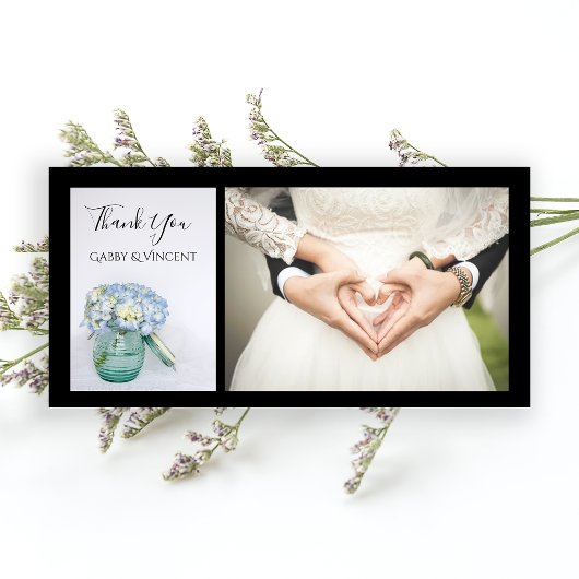 Blue Hydrangea Blume Blue Jar Wedding Vielen Dank Dankeskarte