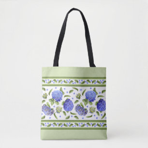 Blue Hydrangea Blume Botanische Kunst Design Tasche