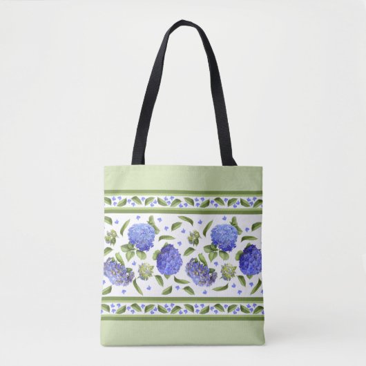 Blue Hydrangea Blume Botanische Kunst Design Tasche (Vorderseite)