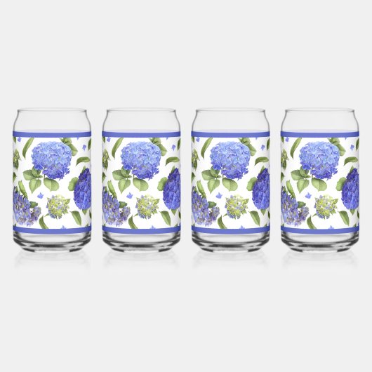 Blue Hydrangea Blume Botanische Kunst Dosenglas (Vorderseite)