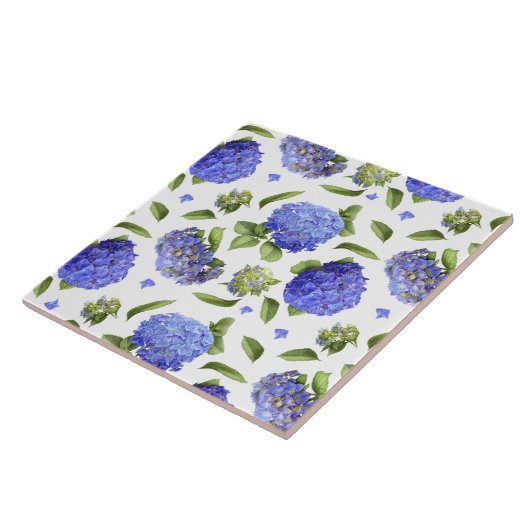 Blue Hydrangea Blume Botanische Kunst Fliese (Seite)