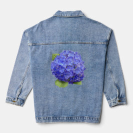 Blue Hydrangea Blume Botanische Kunst Jeansjacke