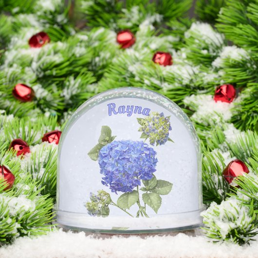 Blue Hydrangea Blume Botanische Kunst Personalisie Schneekugeln (Weihnachten)