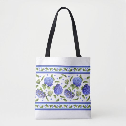 Blue Hydrangea Blume Botanische Kunst Tasche (Vorderseite)