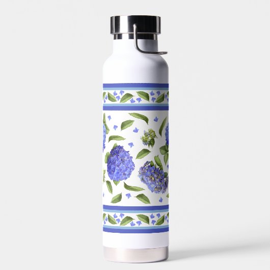 Blue Hydrangea Blume Botanische Kunstgestaltung Trinkflasche (Links)